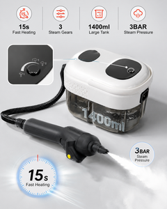 Limpiador a Vapor Comercial OEM ODM de 1500W, 3 BAR, Tanque de 1400ml, Calentamiento en 15s, 3 Velocidades, Limpiador a Vapor Industrial para Fábrica, Cocina, Hotel - Product Image 4
