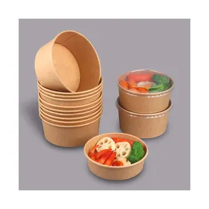 Minlo Custom Logo Disposable Food Container Take Away Kraft Paper Bowl With Lids