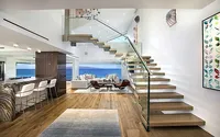 Escalier droit CBMmart avec marches en bois et métal pour villa, garde-corps et main courante d'escalier