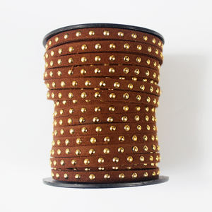<span class=keywords><strong>Cordon</strong></span> en daim synthétique clouté avec rivets plats dorés de 5 mm, fait main et coloré, pour la fabrication de colliers et de bracelets de mode – Vente en gros - Product Image 4