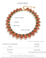 Parures de bijoux fantaisie en alliage, tendance, avec pierres, résine, gemmes et émail, pour mariée, mariage, comprenant collier et boucles d'oreilles, cadeau idéal