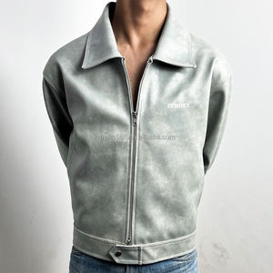 Chaquetas de Cuero Personalizadas Estilo Vintage para Hombre, Chaqueta Corta con Cierre, Estilo Casual, Chaquetas de Cuero PU de Alta Calidad, Fabricante - Product Image 1