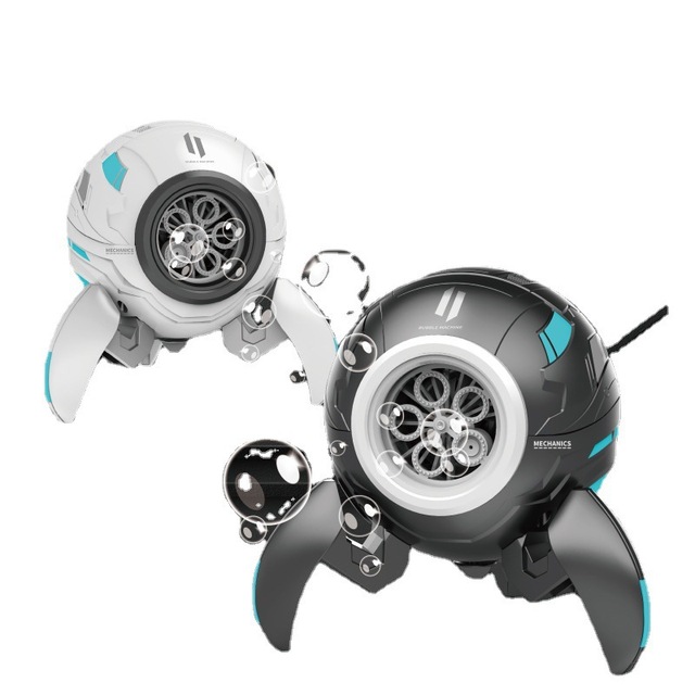 Unique Design Electric Bubble Machine Power-Driven 5-Hole Soap Space Bathing Robot Toys Game Kid Light Music Bubble Water