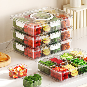 <b>Kitchen</b> Refrigerator Food <b>Storage</b> <b>Container</b> Transparent Stackable Eight Compartment Salad Spice Box For Meal Prep - Product Image 1