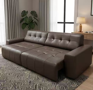 Modern Italian Genuine Leather <b>Sofa</b> Luxury <b>Brown</b> Tufted Living Room Furniture Extra Deep Seat Modular <b>Sofa</b> <b>Bed</b> - Product Image 2