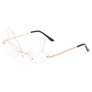 Gafas de sol con forma de mariposa, gafas de sol sin montura con forma de ala de libélula, gafas de sol vintage para mujer, lentes transparentes con efecto océano, gafas de sol para hombre, gafas de sol con protección UV400 - Product Image 6