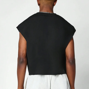 All'ingrosso moda squadrata tinta unita bianca con scollo rotondo tagliato canottiera senza maniche in morbido tessuto Streetwear stampa estiva canotta da uomo - Product Image 3