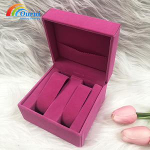 กล่องของขวัญกำมะหยี่แบบกำหนดเองสำหรับใส่สร้อยข้อมือนาฬิกา กล่องบรรจุภัณฑ์เครื่องประดับแบบสองช่อง กล่องของขวัญสำหรับเก็บชุดกำไลข้อมือนาฬิกาผู้หญิงแบบกำหนดเอง ขายส่ง - Product Image 2