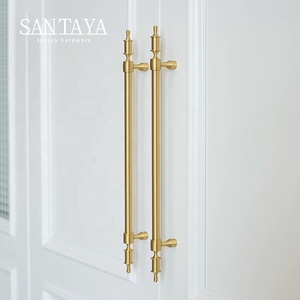 Gagang Kabinet Dapur Santaya Solid Brushed Brass, Kenop Laci Lemari Kamar Tidur, Gagang Furnitur - Product Image 2