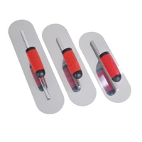 Ensemble de truelles à bord arrondi pour finition de plâtre, outil manuel en acier inoxydable poli pour peinture et plâtrage avec poignée en caoutchouc, truelle à béton