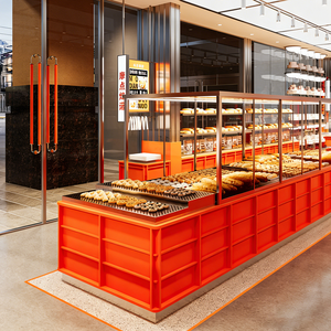 Boulangerie Composite magasin <span class=keywords><strong>de</strong></span> détail longue bande droite style stratifié ligne droite type présentoir - Product Image 3