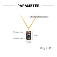 Collier de conception de fleur de mode collier de carte de tarot de fleur d'émail d'acier inoxydable