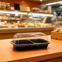 Boîte thermoformée noire de qualité alimentaire personnalisable pour gâteaux, mousses, pâtisseries, présentoir commercial pour boulangerie