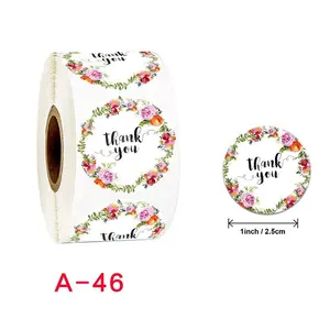 Étiquettes autocollantes rondes thank you, en forme de fleur, pour shopping, mariage, personnalisé, 100 pièces