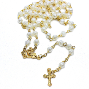 Ouro e prata banhado Rosário Colar com pérola Beads Maria Crucifixo Pingentes Igreja Católica Oração Presente para aniversários - Product Image 6