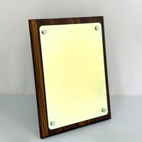 Plaque de certification rectangulaire en bois vierge avec plaque en acrylique arc-en-ciel MH-FJ0028