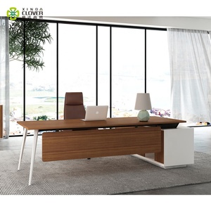 Escritorio ejecutivo de madera para oficina, escritorio de lujo con forma de L, Moderno - Product Image 1