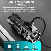 Senter Mini Portabel Jarak Jauh Multifungsi Dapat Diisi Ulang Lampu Kecil dengan Klip Topi Klip Pinggang untuk Luar Ruangan