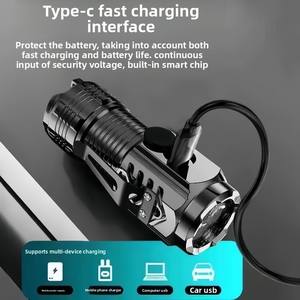 Mini lampe torche LED portable d'extérieur, super lumineuse, rechargeable, <span class=keywords><strong>trois</strong></span> <span class=keywords><strong>sources</strong></span> lumineuses puissantes pour le <span class=keywords><strong>camping</strong></span>, corps en ABS durable - Product Image 4