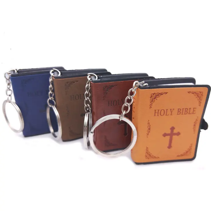 Porte-clés biblique en forme de crucifixion, édition anglaise et espagnole, en cuir, petits cadeaux, porte-clés biblique