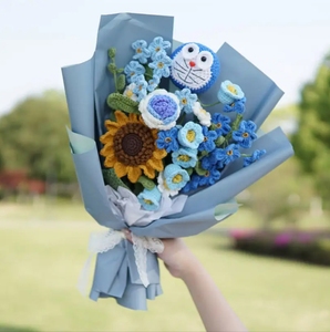 Venta al por mayor de flores artificiales de ganchillo a mano, <span class=keywords><strong>ramo</strong></span> de San Valentín, decoración de graduación, rosa, tulipán tejido para regalos decorativos - Product Image 6
