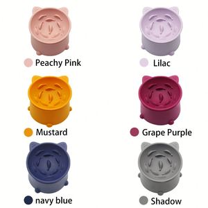 ชามซิลิโคนสำหรับสัตว์เลี้ยงสำหรับแมวปากเอียงปรับระดับความสูงได้เกรดอาหาร - Product Image 6