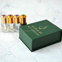 Minyak Parfum Oud Logo Pribadi yang Dapat Disesuaikan Aroma Arab Botol Kaca Mini Tutup Ulir Bentuk Oktagonal Stempel Emas Sablon Sutra