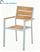 Ensemble table et chaises extensibles en plastique-bois pour jardin d'hôtel moderne, cadre en aluminium empilable et imperméable, mobilier haut de gamme