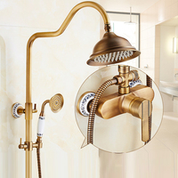 STOCCO Système de douche mural de luxe en laiton antique, ensemble de douche pluie et massage avec valve en céramique, pommeau de douche pluie 8 pouces, pour hôtel
