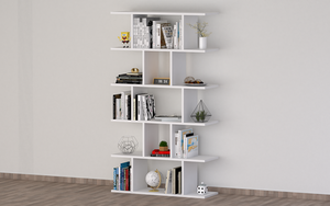 Tủ Sách gỗ rắn hiện đại của du's, xuất hiện màu trắng thanh lịch, đơn vị lưu trữ 5 kệ. Dung lượng lưu trữ rộng rãi. - Product Image 3