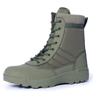 Men's Tactical Work Boots Side Zipper Leather Motorcycle Combat Boots Hunting HikingHot