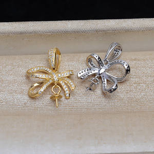 Pendentif en argent S925 fait à la main, nœud, accessoire de bijouterie féminine, avec plateau vide pour 10 à 15 perles, JG5224 - Product Image 3