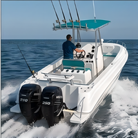 Bateau de pêche à console centrale en GRP de 7,5 m, moteur hors-bord de 300 CV, poids du coque de 1000 kg, 8 personnes, réservoir de carburant de 200 L
