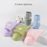 Chaussettes mi-mollet pour femmes 2026, antibactériennes, longues, déodorantes, absorbant la transpiration et respirantes, motif floral mignon, toutes saisons