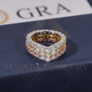 Anillo de Boda de Plata de Ley 925 con Moissanita Redonda, Listo para Enviar, Gran Venta, Regalo de Joyería de Boda para Hombre y Mujer - Product Image 4