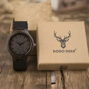 高品质最佳奢华设计师皮革情侣木制手表表带包装盒男女女士礼品套装