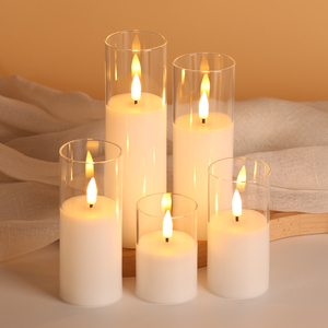 Mermei's Set mit 5 weißen Glas-LED-Kerzen für die Heimdekoration - Product Image 2