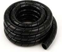 Protector de Manguera de Plástico Flexible en Espiral de Alta Resistencia de 1/2 Pulgada, Funda para Cables de HDPE, Diámetro Interior de 12 mm, Clasificación de 5 V, 10 Pies - Negro