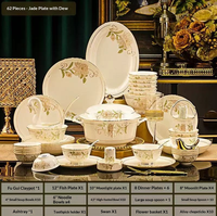 Bone China Klassisches Europäisches Geschirrset mit Goldrand und Goldenem Blumenmuster für Luxuriöses Heimessen