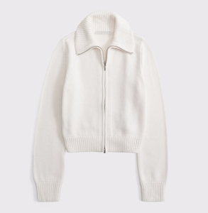Top <span class=keywords><strong>de</strong></span> punto <span class=keywords><strong>de</strong></span> manga larga con diseño <span class=keywords><strong>de</strong></span> cremallera doble <span class=keywords><strong>de</strong></span> Color sólido con logotipo bordado personalizado 100% cárdigan <span class=keywords><strong>de</strong></span> punto <span class=keywords><strong>de</strong></span> lana para mujer - Product Image 6