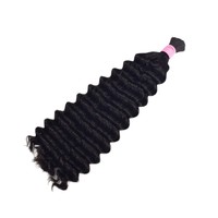 Extensions de cheveux humains vierges bouclés profonds en vrac pour tresses et présentoirs de perruques, pré-collées, 26 pouces