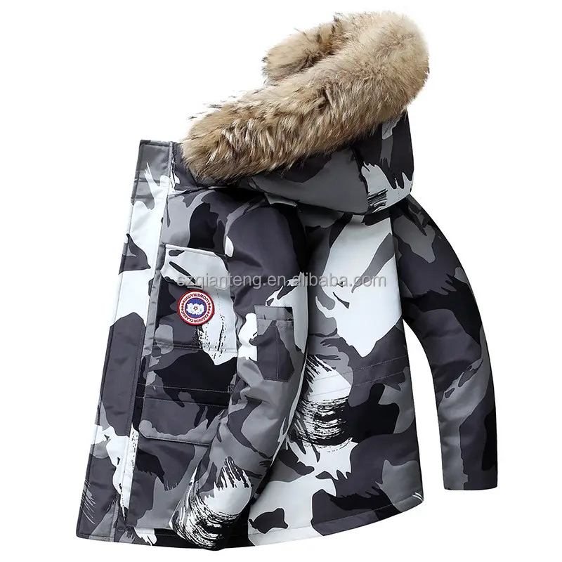 AQTQ Winter Men'S Polyester 90% Duck Hooded Parka Coats Casual Loose Long Down Jacket Fur Puffer Coat For Men