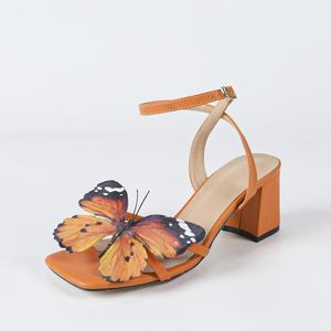 <span class=keywords><strong>Sandali</strong></span> con <span class=keywords><strong>tacco</strong></span> basso a blocco e punta quadrata <span class=keywords><strong>arancioni</strong></span> con cinturino alla caviglia da donna - Product Image 5