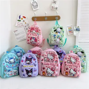 2024 New sanrioed kuromi children's schoolbag cartoon melody primary school students Ridge Guard 3D printed kindergarten bag