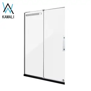 KAMALI 工厂价格定制批发方形钢化滑动玻璃淋浴门，高品质无框玻璃淋浴门