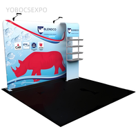 Stand d'exposition pliable portable 10x10 pieds avec structure en aluminium légère et tissu tendu par sublimation pour salons professionnels