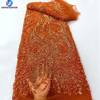 Nouvelles Perles Africaines de Mariage Broderie Dentelle Luxe Perles et Paillettes pour Robe de Mariée et de Soirée