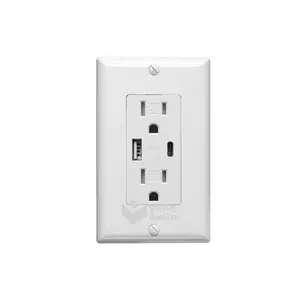 USB Type-C Charger Wall Outlet 4.8A Dual High-Speed Duplex 15-Amp Tamper Resistant Receptacle