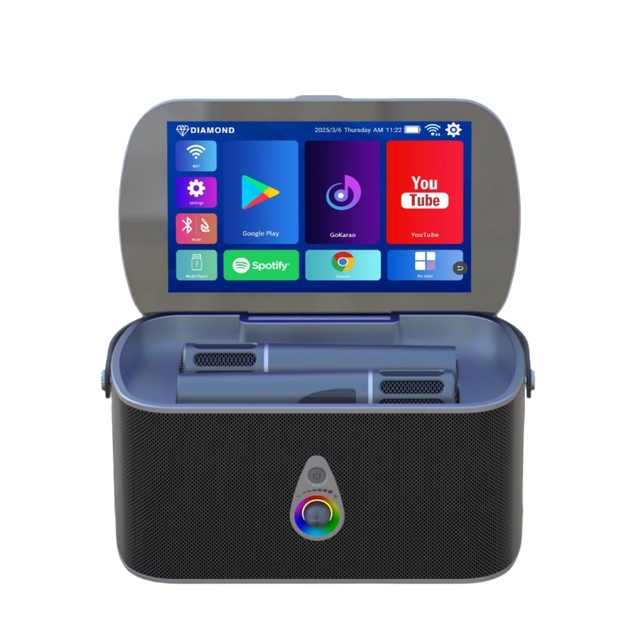 Dual 4'' Woofer 2-Way 180W High Power Android System Professional KTV Mini Karaoke Box Speaker RGB Lights for Kids' Karaoke
