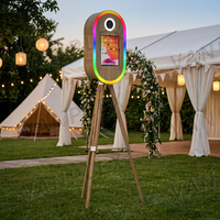 Support photo commercial ovale en bois grainé pour iPad 10,2-13 pouces, kiosque pour appareil photo reflex numérique, idéal pour les mariages, les fêtes et la location événementielle